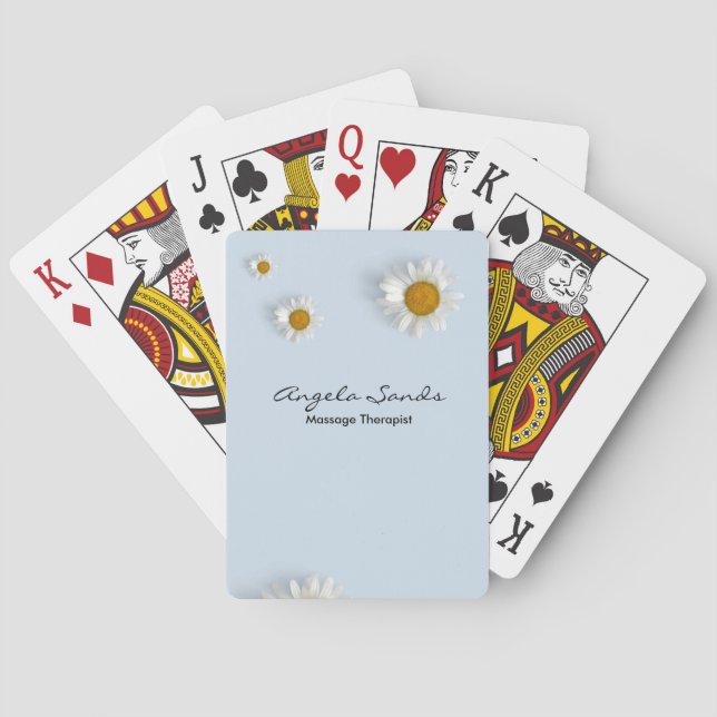 Jeu De Cartes Élégantes marguerites blanches bleues (dos)