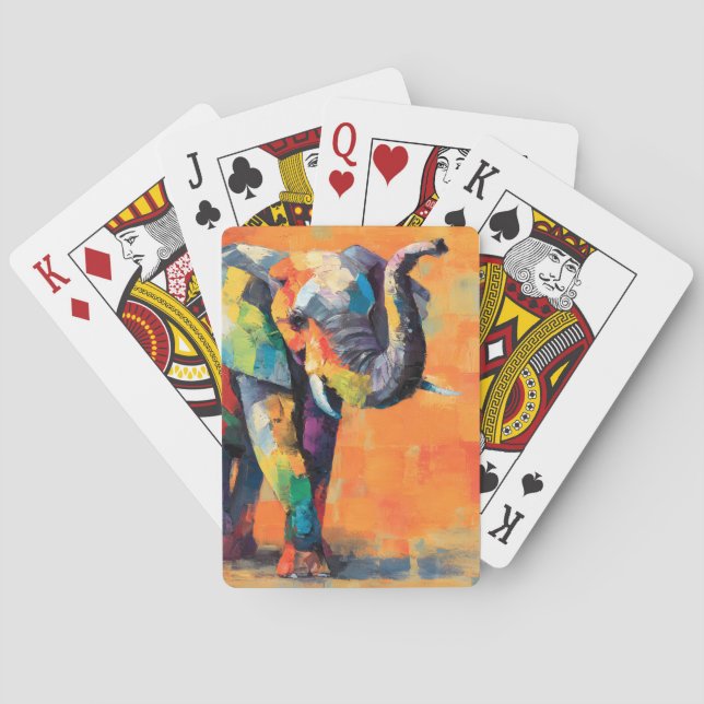 Jeu De Cartes Eléphant arc-en-ciel Abstrait (dos)