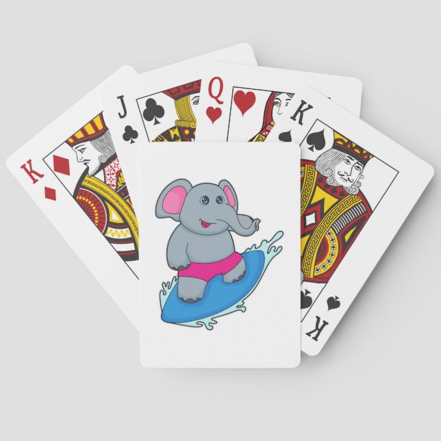 Jeu De Cartes Elephant as surfer avec surf (dos)
