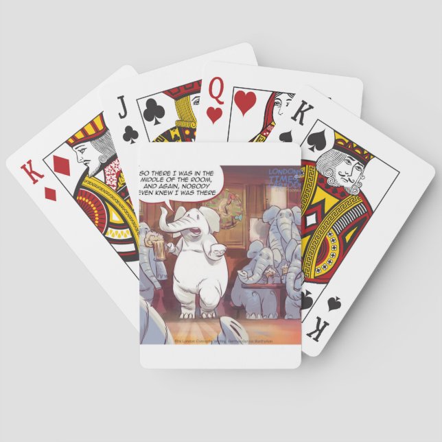 Jeu De Cartes Éléphant Blanc Drôle Dans La Pièce (dos)
