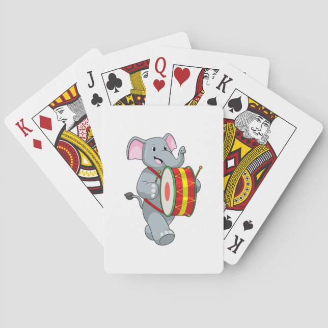 Jeu De Cartes Elephant comme musicien avec tambour (dos)