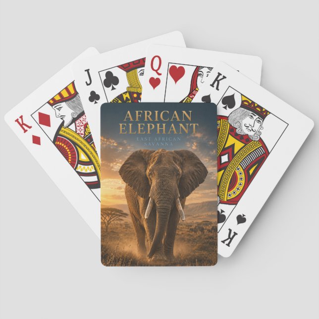 Jeu De Cartes Éléphant d'Afrique Savane ANIMALS Poker (dos)
