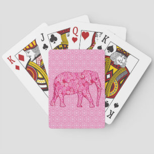 Jeu De Cartes Éléphant de fleurs - rose fuchsia