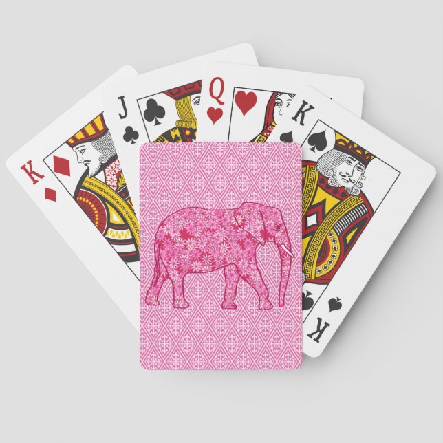 Jeu De Cartes Éléphant de fleurs - rose fuchsia (dos)