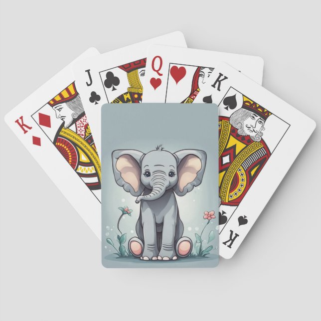 Jeu De Cartes Éléphant mignon assis (dos)