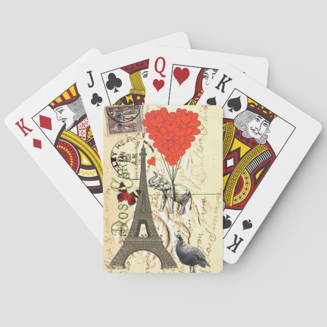 Jeu De Cartes Eléphant vintage et ballons rouges (dos)