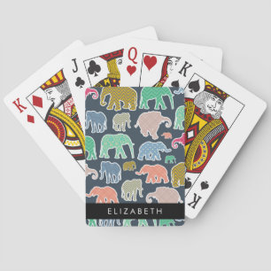 Jeu De Cartes Eléphants colorés, Motif d'éléphants, Votre nom