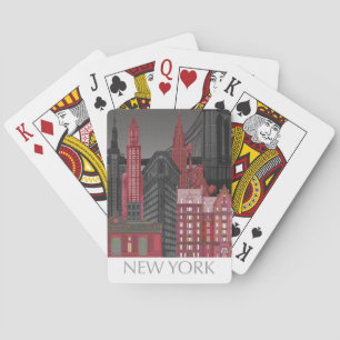 Jeu De Cartes Élévations de New York par nuit - Rouge