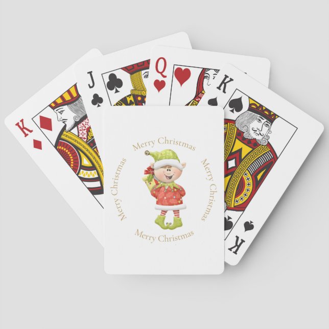 Jeu De Cartes Elfe de Noël avec présent (dos)
