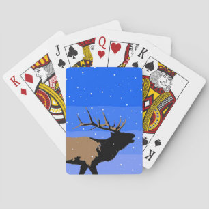 Jeu De Cartes Elk bouillonnant en hiver - Art original de la fau