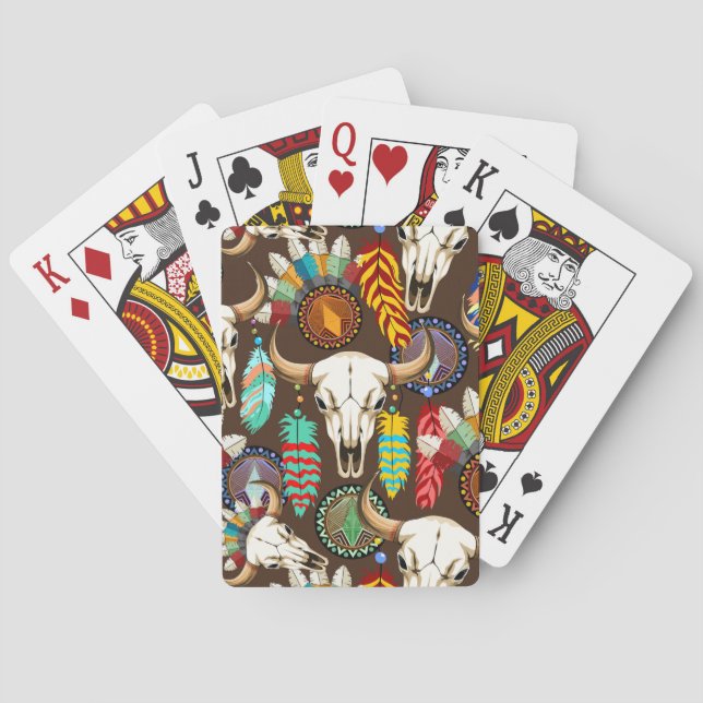 Jeu De Cartes Emblème amérindien de crâne de buffle (dos)