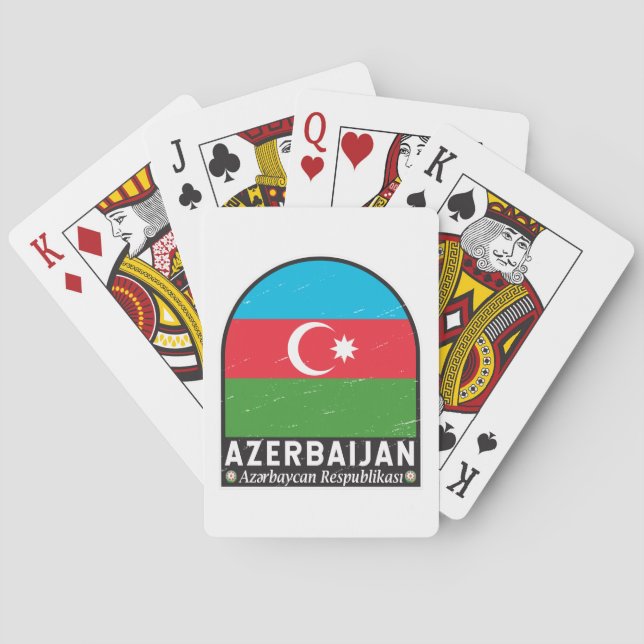 Jeu De Cartes Emblème du drapeau d'Azerbaïdjan Vintage (dos)