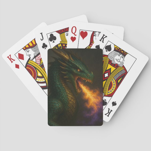 Jeu De Cartes Emerald Green Dragon Respiration Fire (dos)