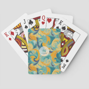 Jeu De Cartes Emerald Green et Gold Paisley Abstrait inspiré