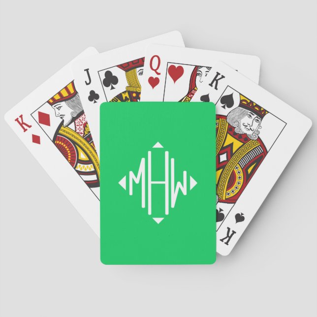 Jeu De Cartes Emerald White 3Init Diamant Monogramme Police DIY  (dos)