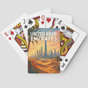 Jeu De Cartes Émirats arabes unis Illustration Voyage Art