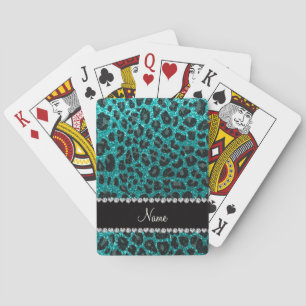 Jeu De Cartes Empreinte de léopard d'parties scintillant d'aqua