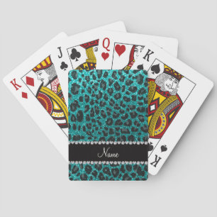 Jeu De Cartes Empreinte de léopard d'parties scintillant d'aqua