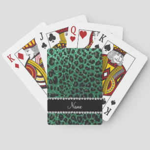Jeu De Cartes Empreinte de léopard d'parties scintillant verte m