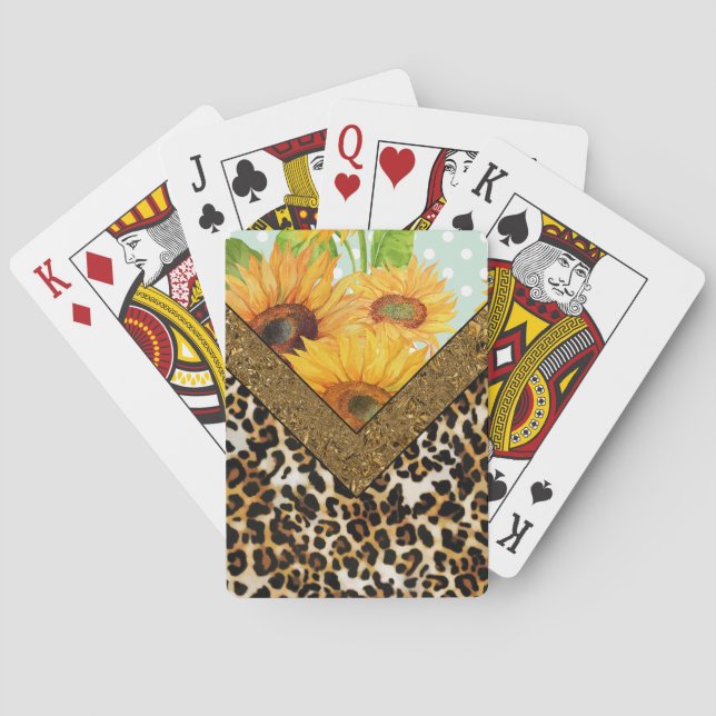 Jeu De Cartes Empreinte de léopard et tournesol (dos)