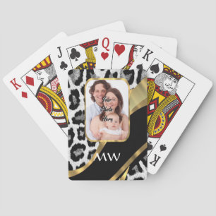 Jeu De Cartes Empreinte de léopard noir et or