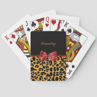 Jeu De Cartes Empreinte de léopard noir et or à la mode Bow de r