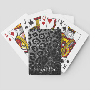Jeu De Cartes Empreinte de léopard noir et Parties scintillant