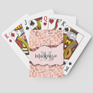 Jeu De Cartes Empreinte de léopard rose Gold Parties scintillant