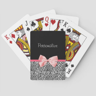 Jeu De Cartes Empreinte de léopard tendance et ruban rose avec n