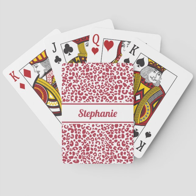Jeu De Cartes Empreinte de léopard tendance rouge et blanc avec  (dos)