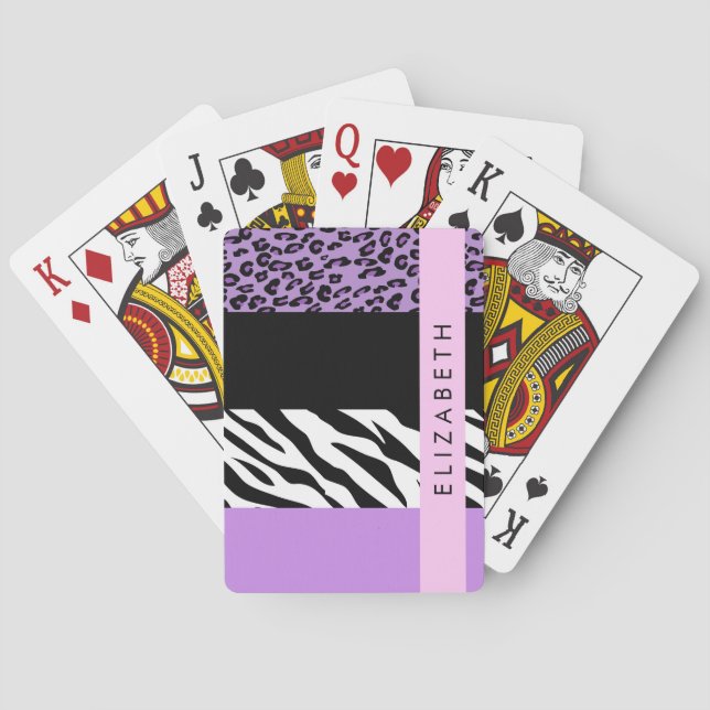 Jeu De Cartes Empreinte de léopard, Zebra Print, Purple, Votre n (dos)
