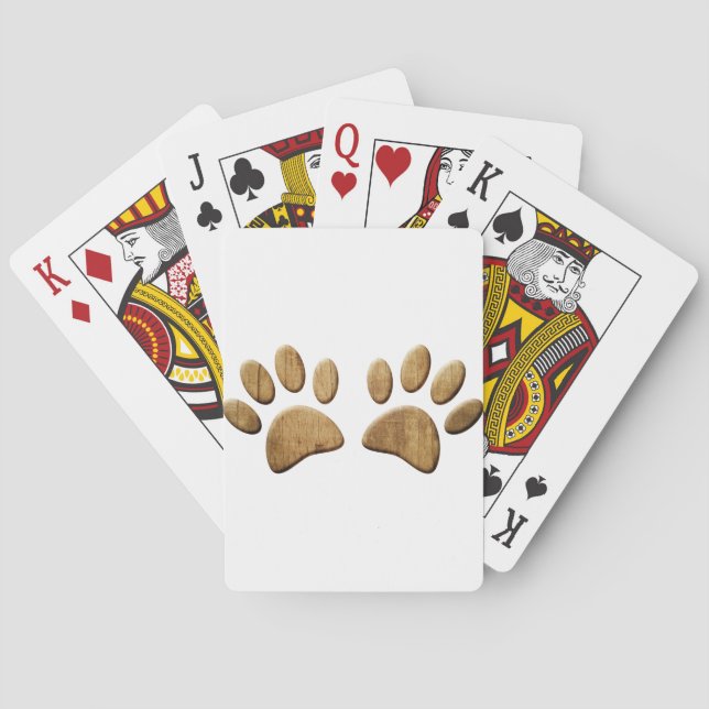 Jeu De Cartes Empreinte de patte de chien de bois (dos)