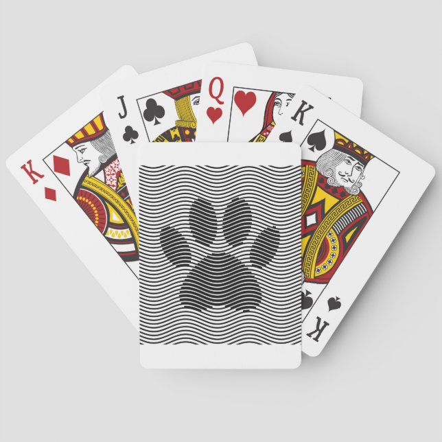 Jeu De Cartes Empreinte de patte de chien sur les vagues noires  (dos)