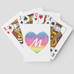 Jeu De Cartes Empreinte digitale du coeur arc-en-ciel monographi