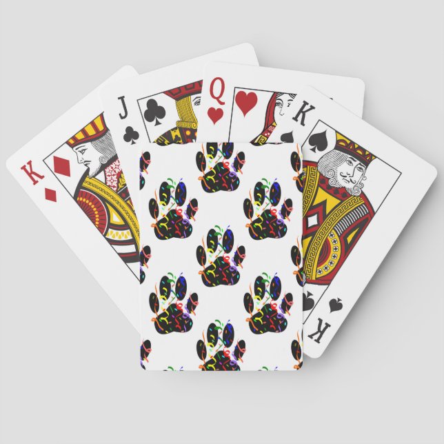 Jeu De Cartes Empreintes de pattes Confetti Et Motif Party Strea (dos)