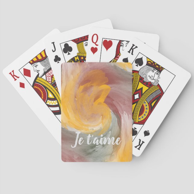 Jeu De Cartes En amour Français Automne Aquarelle Paint Swirls (dos)