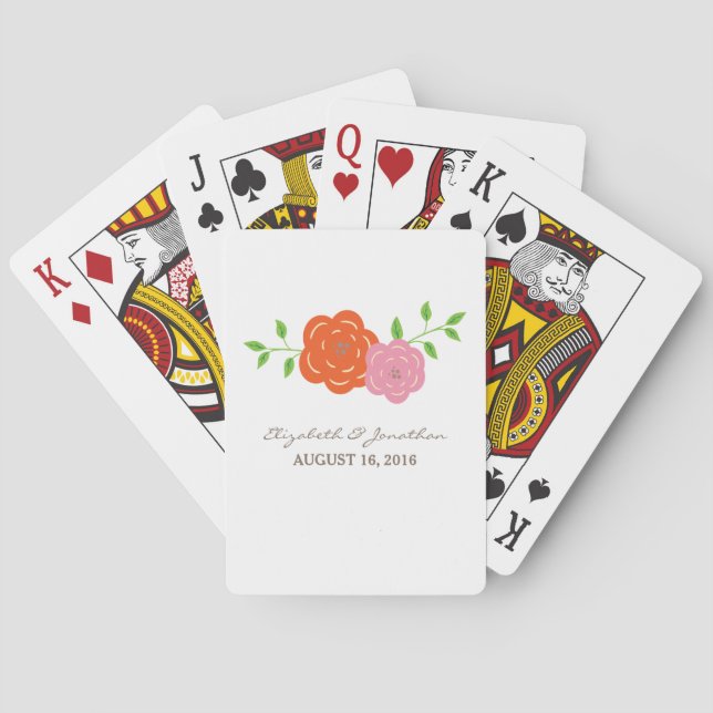Jeu De Cartes En Fleur Mariage rose Orange Jouer des cartes (dos)