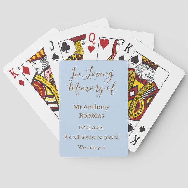 Jeu De Cartes En souvenir affectueux de nom souvenir funéraire (dos)