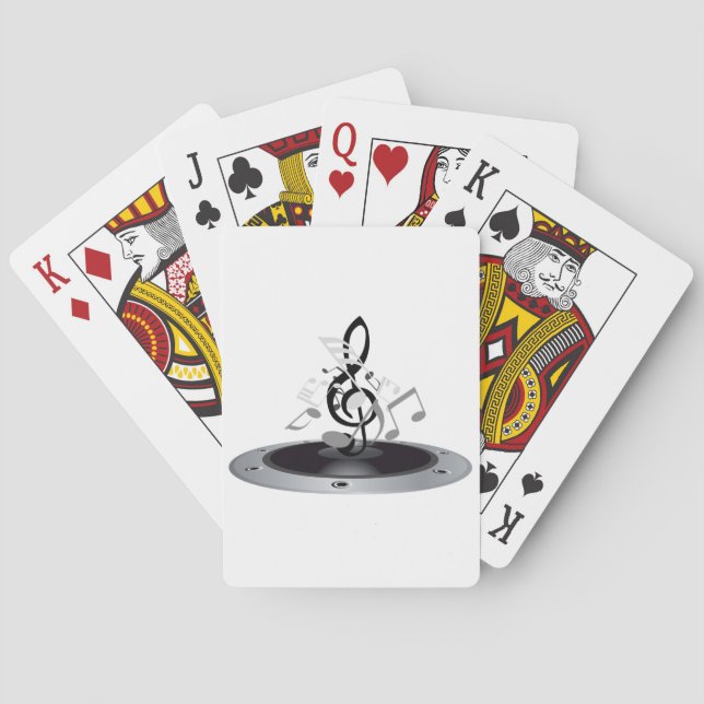 Jeu De Cartes Enceinte à notes de musique noires et argentées (dos)
