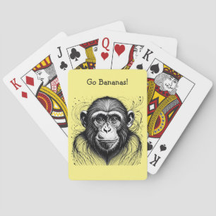 Jeu De Cartes Encre blanche noire de singe drôle Customisée