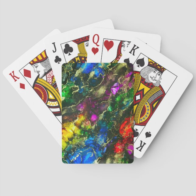 Jeu De Cartes Encre d'alcool psychédélique Peinture Abstraite (dos)