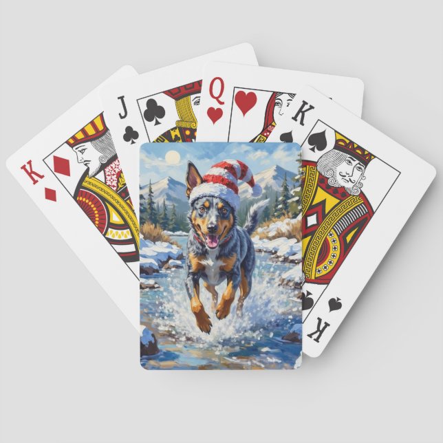 Jeu De Cartes Energetic Blue Heeler Dog Winter Creek Christmas (dos)