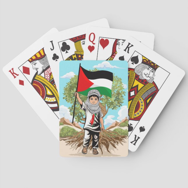 Jeu De Cartes Enfant avec Keffiyeh Palestine Drapeau et olivier (dos)