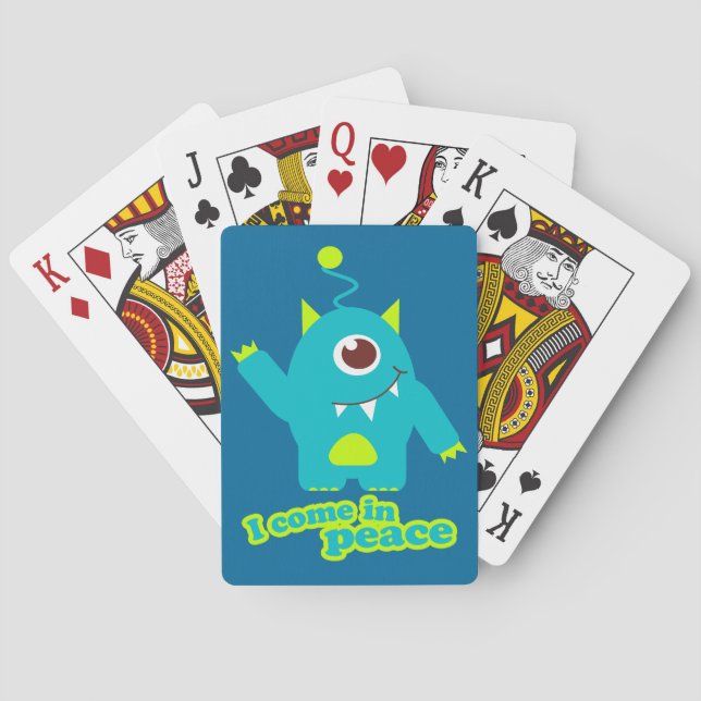 Jeu De Cartes Enfants amusants alien en paix jouant aux cartes (dos)