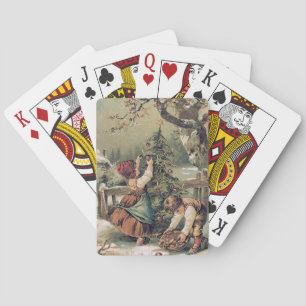 Jeu De Cartes Enfants décorant la neige des arbres de Noël