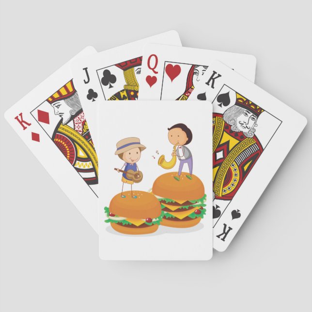 Jeu De Cartes Enfants jouant de la musique sur des cheeseburgers (dos)