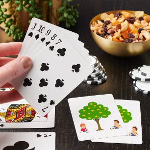 Jeu De Cartes Enfants joueuses assis sous un arbre de pomme