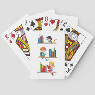 Jeu De Cartes Enfants lisant des livres sur une étagère