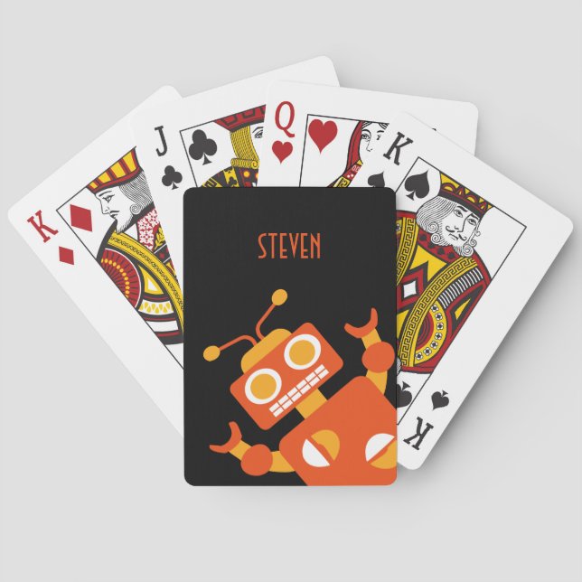 Jeu De Cartes Enfants Personnalisé Crazy Orange Robot Boys (dos)