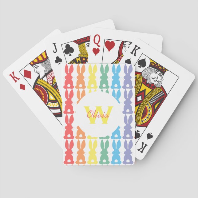 Jeu De Cartes Enfants personnalisés mignon lapin arc-en-ciel Sil (dos)